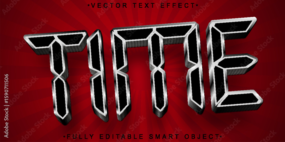 Poster precise time clock hour minute second style design vector fully editable smart object text effect