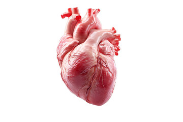 A detailed anatomical rendering showcases a human heart against a stark black backdrop, emphasizing its intricate structure and cardiovascular system, silhouette, transparent background