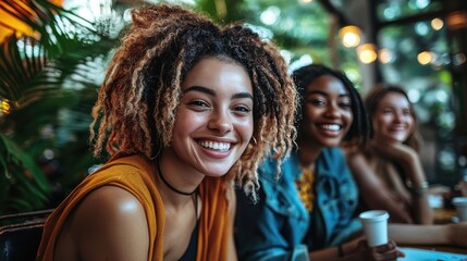 Participants gather around table, crafting humorous greeting cards in lively workshop filled colorful materials and bright natural light, sharing laughter and creativity