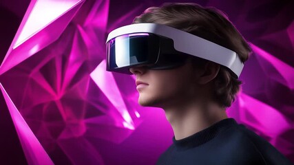 A person experiences an immersive virtual reality world with a sleek, modern headset - Powered by Adobe