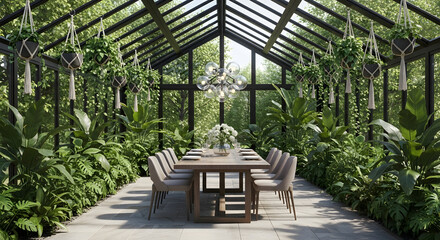 Luxury Dining in a Modern Biophilic Greenhouse