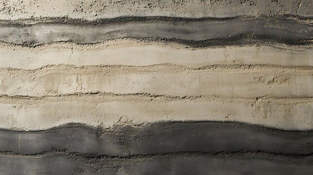 Wavy layers of compressed earth create an organic texture in this natural rammed earth wall surface.
