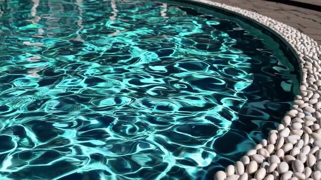 Luxurious poolside ripples under sunny skies reflecting vibrant water patterns