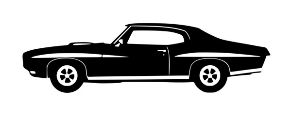 Vintage Car Silhouette Black & White