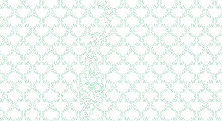 Delicate Mint Green Damask Pattern Design.