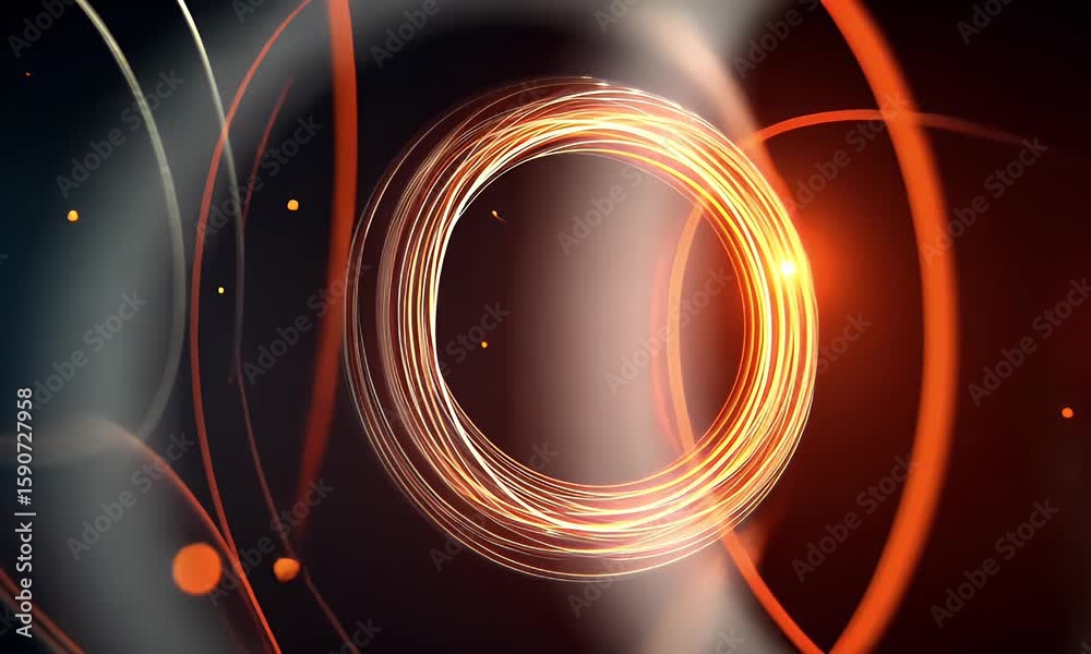 Poster 
Close-up of a digital interface with futuristic elements, with a blurry background of a computer screen displaying AI software in motion.