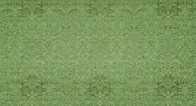 Vintage Green Damask Wallpaper Design Pattern.