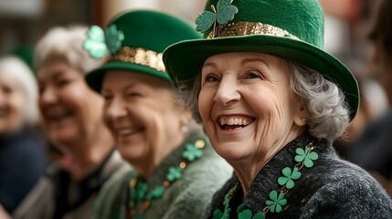Senior friends celebrating St. Patrick's.