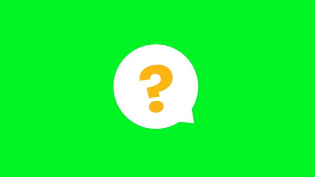 Animated question mark in speech bubble with green screen background