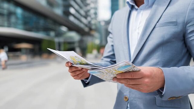 Businessman Exploring City: A Map to New Opportunities