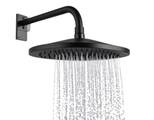  “Angled Rain Shower Head Releasing Gentle Water Flow, Isolated PNG”.