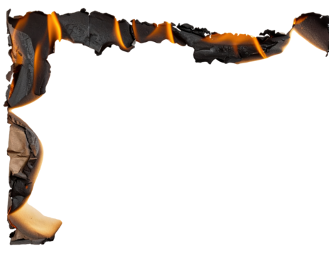 Realistic Burnt paper edge isolated on transparent white background Burning edge pap  png
