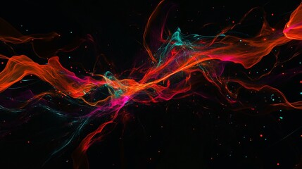 Abstract energetic glowing plasma streams against a dark cosmic backdrop