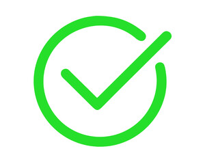 Green Check Mark Icon Inside Circle Confirmation, Validation, Success Symbol for Approval