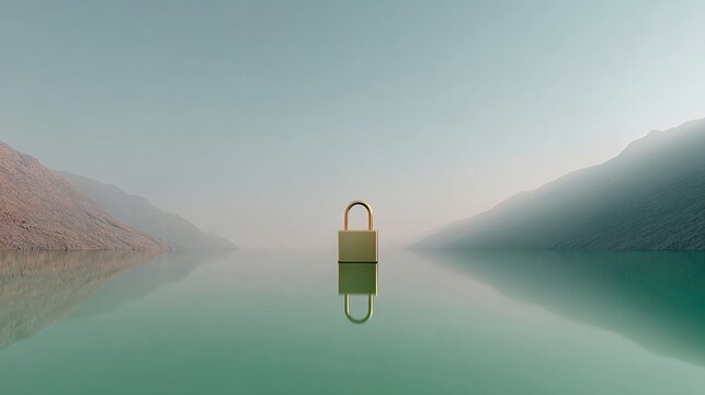 Modern High-Quality Digital Security Concept with Padlock Icon in Calm Landscape Premium Tech Innovation for Corporate Marketing and Online Campaigns