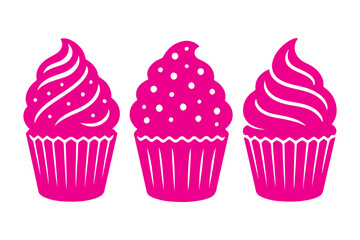 
Set of black cupcakes, muffin logo. Pastry shop logo.