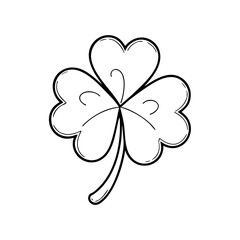 Heart-shaped clover drawing with four leaves in chalk style  