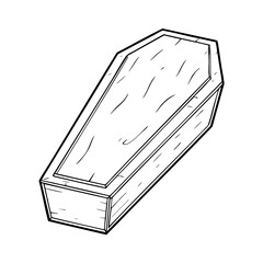 Coffin sketch in a simple chalk style on a white background  