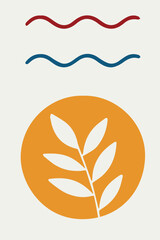 Elegant boho artwork on a beige background combines soft abstract shapes and simple black lines, reflecting a calming, contemporary minimalist style.

