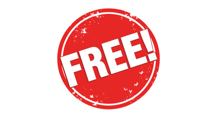 Red Grunge Circular FREE Rubber Stamp Icon for Promotional Offers