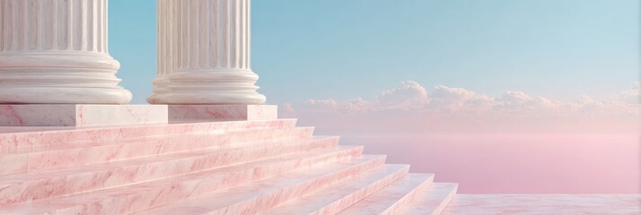 Premium Supreme Court Building Columns and Steps at Sunrise Authentic Constitutional Law Symbol for Modern Civic Education and Government Campaigns