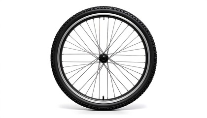 Fototapeta premium Black bicycle wheel against white
