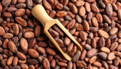 Obraz premium Cocoa beans background. Suitable for marketing or business purposes