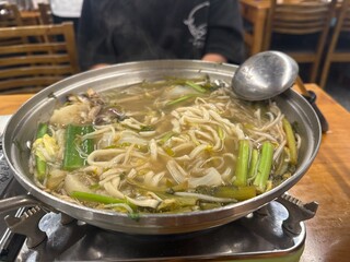 Traditional Korean Knife Cut Noodle Soup Kalguksu with Vegetables