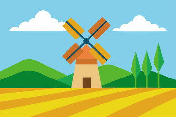 Obraz premium windmill on the hill