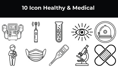 10 Healthy and Medical Editable Line Icon