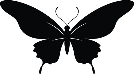 Landing butterfly vector silhouette for educational and digital use