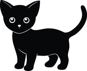 Silhouette of cute kitten vector for children book and posters