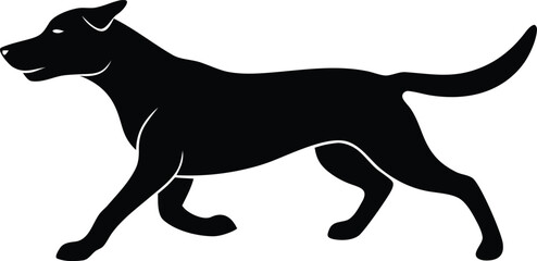 Dog running vector silhouette for sticker and outdoor signage