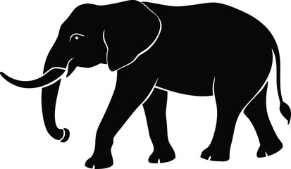 Silhouette of walking elephant vector for educational print and digital use
