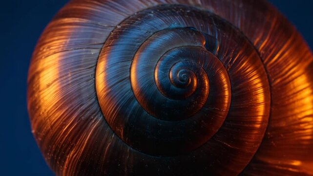 Close-up of a spiral seashell with vibrant colors