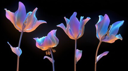 Vibrant, iridescent tulips in a  setting.