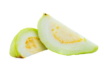 High Quality PNG Picture of sliced guava fruit on white background.