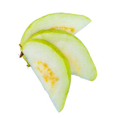 High Quality PNG Picture of sliced guava on white background, close-up
