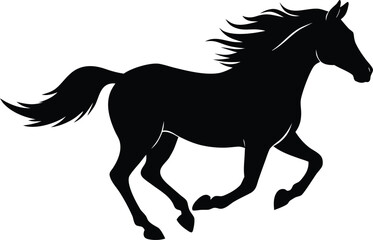Horse running silhouette vector for tshirt poster and equestrian branding
