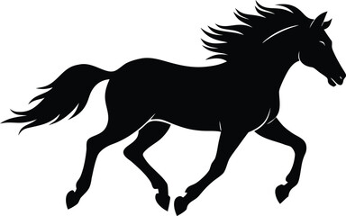 Galloping horse silhouette vector illustration for western theme logo and print design
