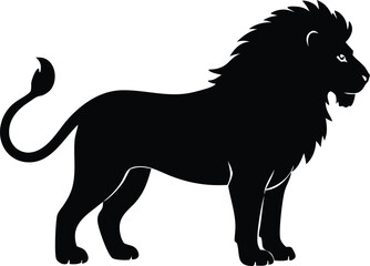 Standing lion silhouette vector illustration for wildlife logo and african themed design
