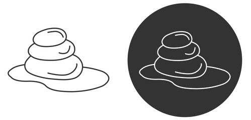 Minimalist stone stack icon in black and white. Represents spa, wellness, balance, and meditation. Perfect for relaxation-themed branding, logo design, and health-related businesses.