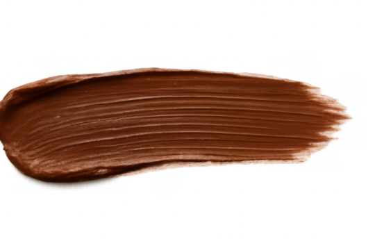 Smearing brown paint creates a textured brush stroke on a transparent background, adding an artistic and abstract element to any design