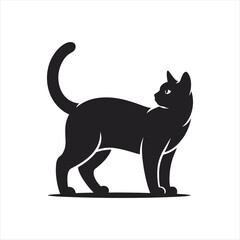 Black Cat Standing Silhouette Vector Art for Graphic Design Projects