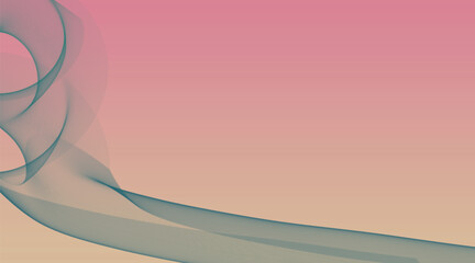 Teal wave on pink gradient abstract background