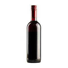 Red wine bottle against black background