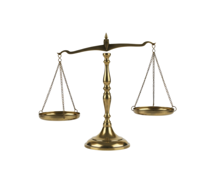 Golden Balance Scale Justice Isolated Element Transparent Background