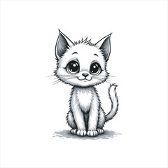 Cute Kitten Sitting Vector Art for Graphic Design and Nursery Decor