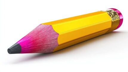 Yellow pencil with pink eraser