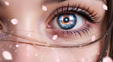 Galactic Eye with Petals and Sparkles